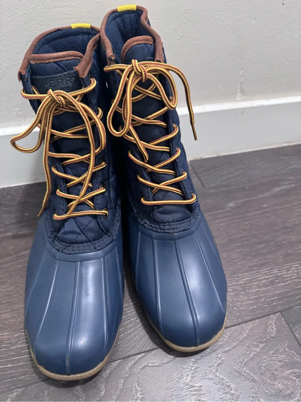 Sperry Men’s Duck Boots 10.5 Navy Quilted Waterproof Rain Snow